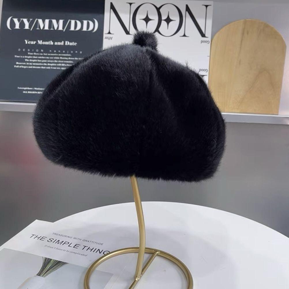 Dames Warme Pluche Baret in Koreaanse Stijl – Imitatie Nerts Fluweel Pompoen Achtkantige Schildershoed