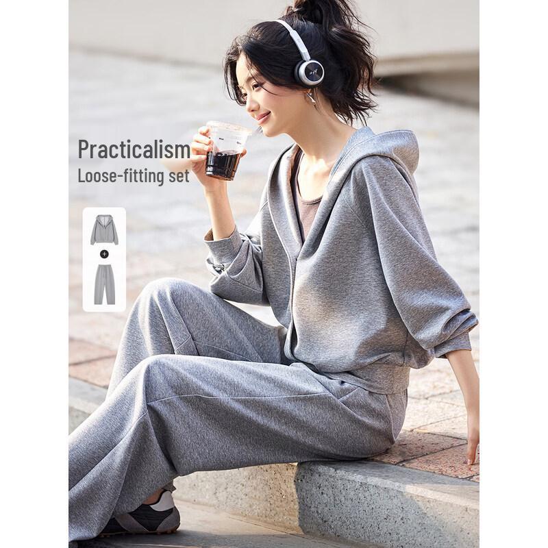 Mohan Yimei Women s 2026 Spring Hooded Knit Sweat Set S