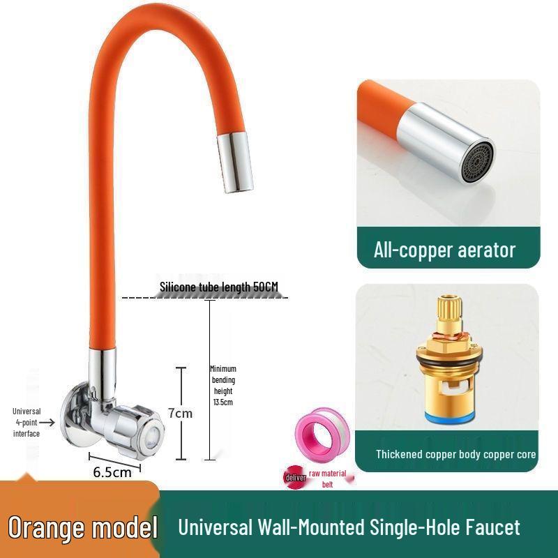 Wall-Mounted Rotatable Kitchen Faucet for Sink and Basin