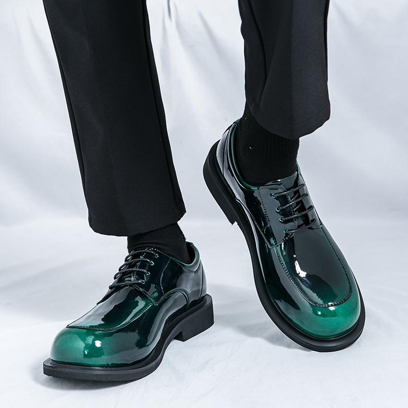 New Men Derby Shoes PU Lace Up Low Heel Round Toe Business Formal Men Shoes