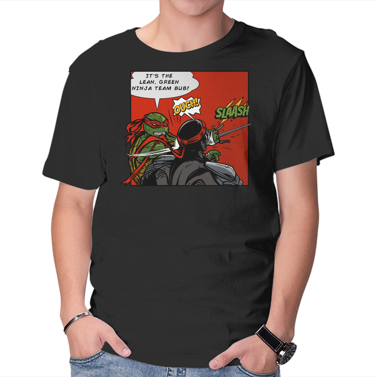 Unisex Crew Neck T-Shirt Green Ninja Team Slash Graphic Short Sleeve Casual Tee XXXL