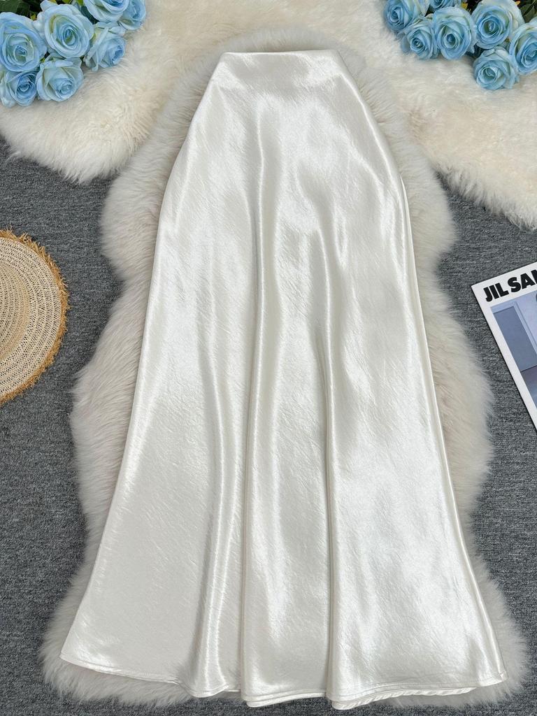 European-South African Satin Fishtail Maxi Skirt – Elegant Resort Style