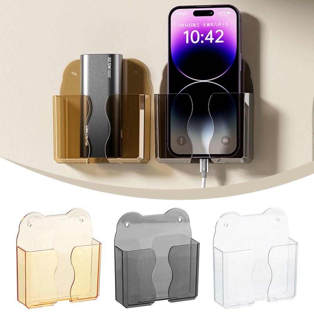Multi-function Wall Mounted Remote Control Holder Transparent Non Perforated Wall Stand Holder