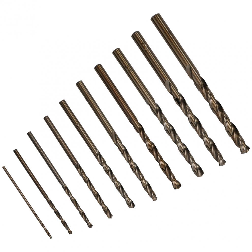 Versatile 10 Piece Cobalt Drill Bit Set For Drilling Through Hardened Steel