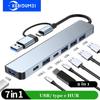 2 em 1 USB 3.0 Hub 7 portas Multi USB Splitter Tipo C Dock Station Tipo C HUB OTG Adaptador Plug and Play