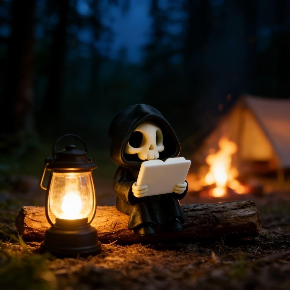 Creative Gothic Decoration Cartoon Reading Pose Ghost Statues Creative Cute Ghost Ornaments  Gifts