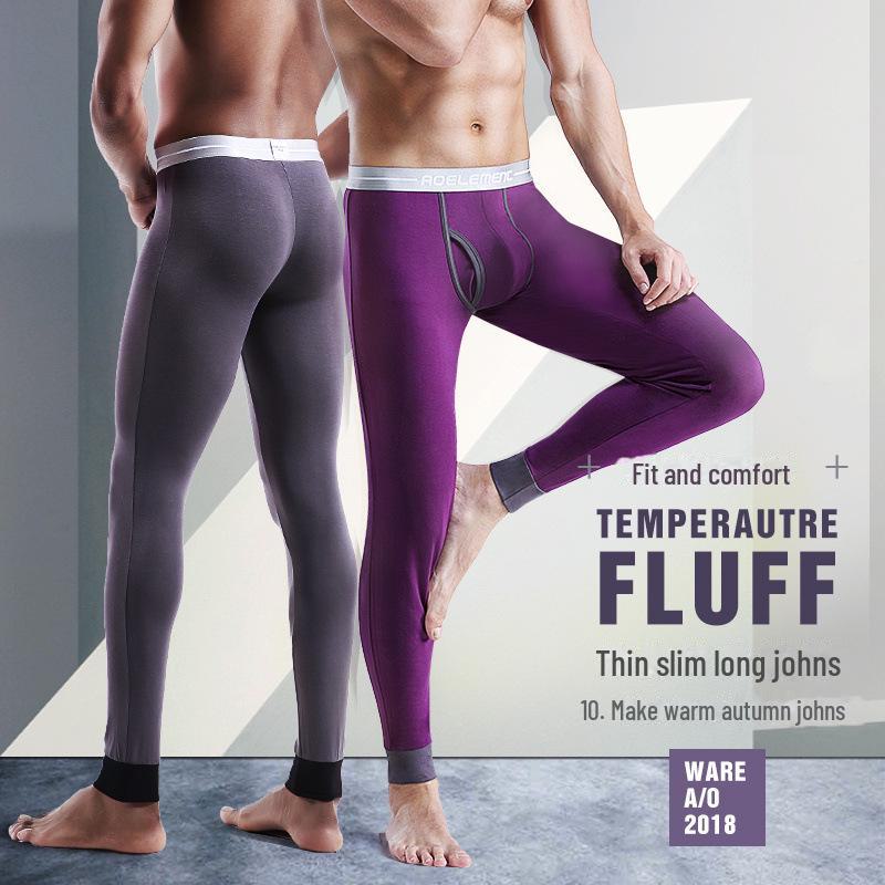 Men's Mid-Waist Slim-Fit Thermal Leggings - Autumn/Winter Cold-Proof Trousers