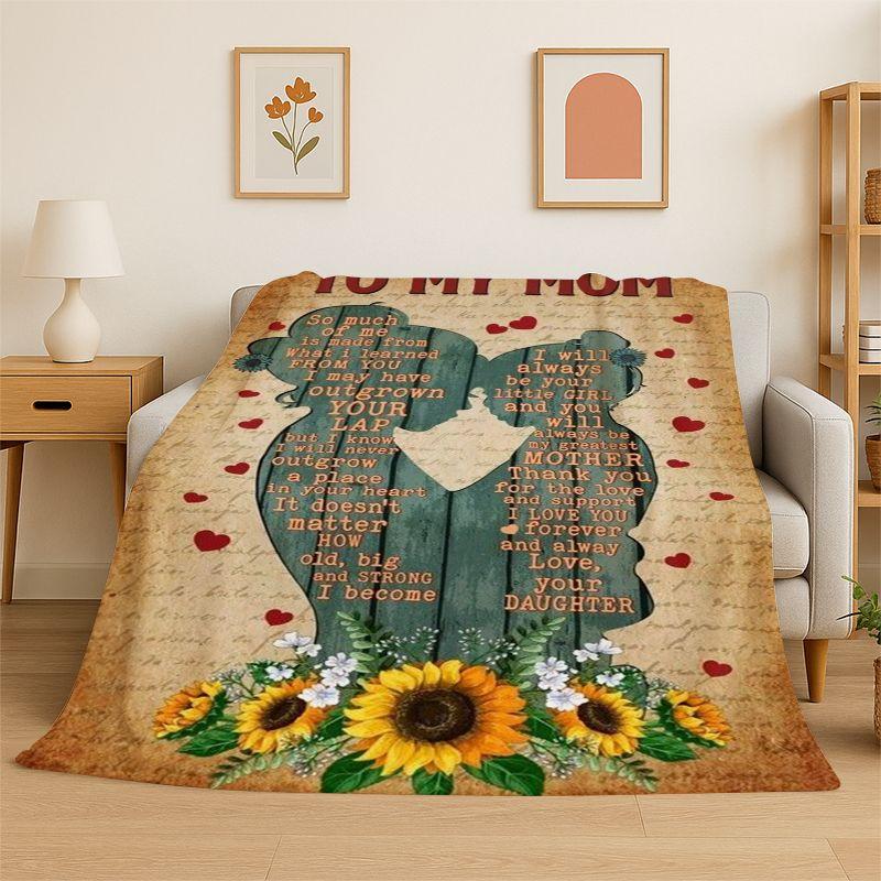 Gift Thanks To My Mom Mother Letter Present Flannel Blanket Soft Throw Blanket for Bedroom Living Room Bed Camping Picnic Nap