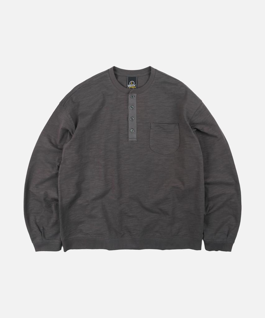 FRIZMWORKS Slub Henley Neck L/S Tee _ Charcoal