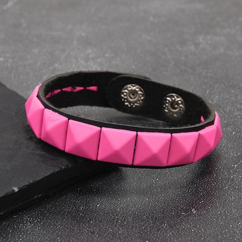 Punk Hip-Hop Square Rivets Pu Leather Bracelet For Male Female Buckle Wristband Vintage Jewelry