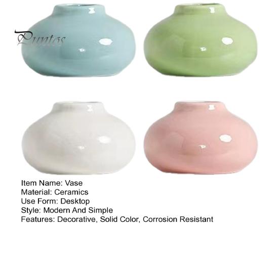 Mini Ceramic Vase Solid Color Glazed Flower Vase Desktop Decor Miniature Bud Vase for Small Hydroponic Plants Flowers Office Living Room Bedroom