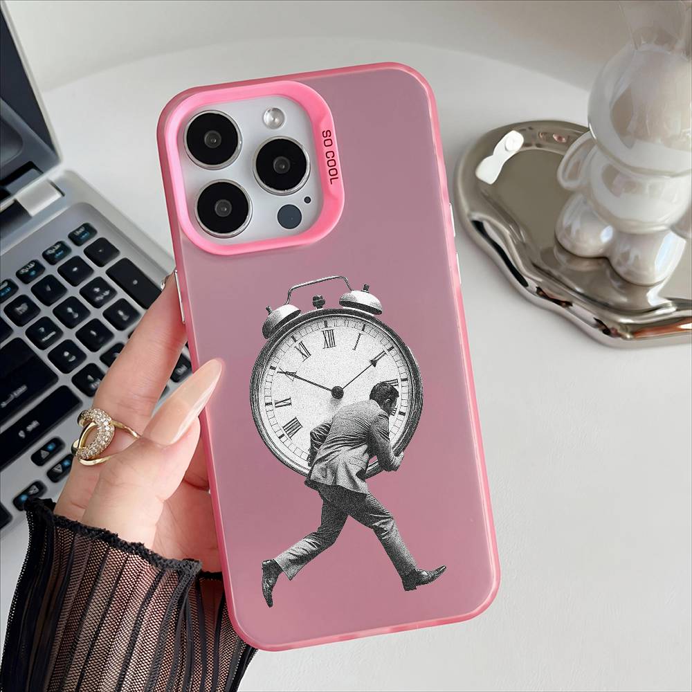 Pressure People Phone Case For iPhone 16 15 14 13 12 17 Pro Max Plus Multicolor Matte Silver-Plated Protective