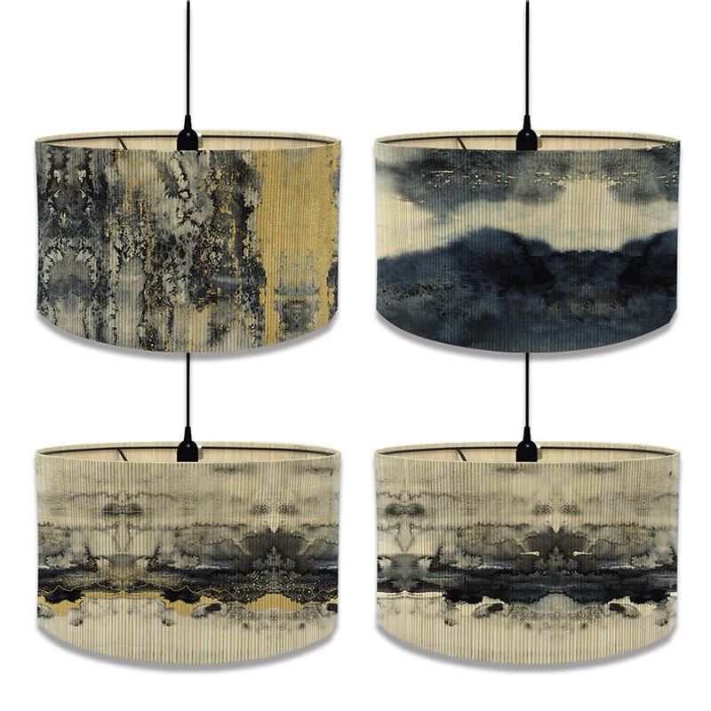 European Style Marble Pattern Lampshades Cafe Home Homestay Decor Bamboo Art Chandelier Light Cover Wall Lamp Shade E27