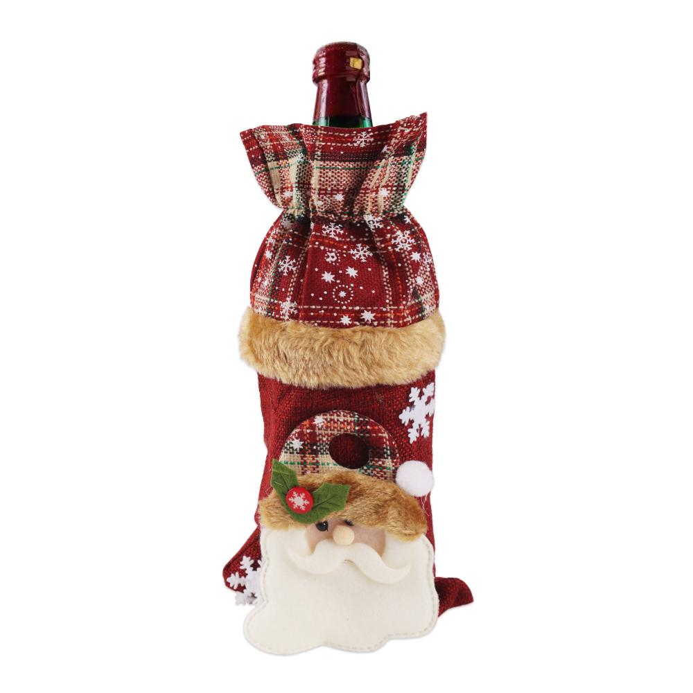 Christmas Wine Bottle Set Party Table Decor Wine Bottle Cover Red Velvet Dress Santa Claus Costume New Years Dinnerware Decor