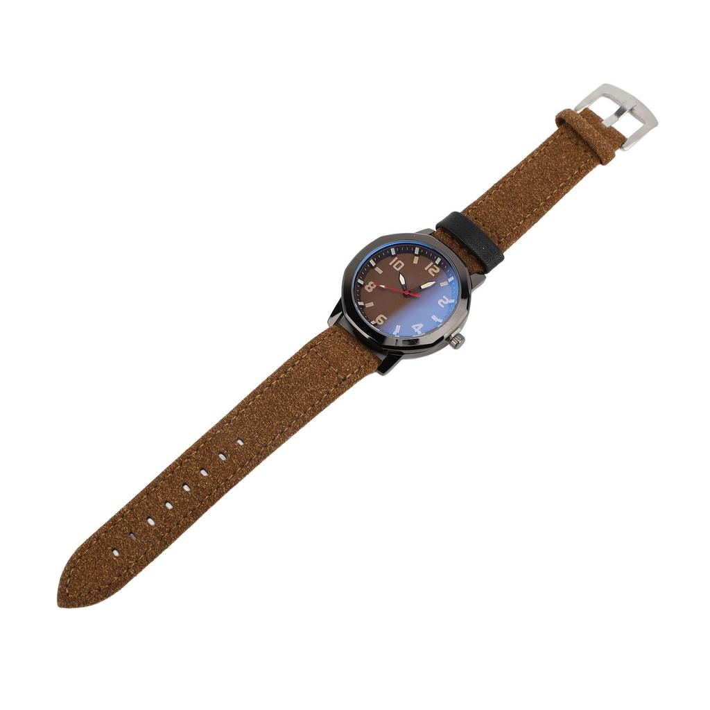Men Analog Watch Fashion Casual PU Leather Strap Round Face Mineral Glass Easy Reading Quartz Wrist Watch for Indoor Outdoor Activities