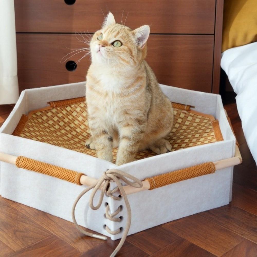 Wear Resistant Cat Sofa Bed Detachable Cat Elevated Bed Breathable Cool Cat Nest  for Cats and Dogs