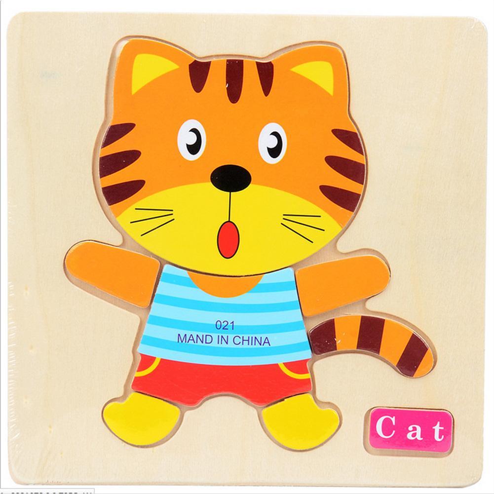 Wooden 3D Puzzle Jigsaw Wooden Toys For Children Cartoon Animal Puzzles ...
