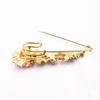 3 Colors Flower Enamel Brooch Elegant Pin Rhinestone Jewelry Women Cardigan Scarf Dress Clothes Simple Lapel Pin Accessories AVE