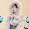 Thickening Beanie Hat Scarf Windproof Neck Warmer Winter Scarf Set Hooded  for Women