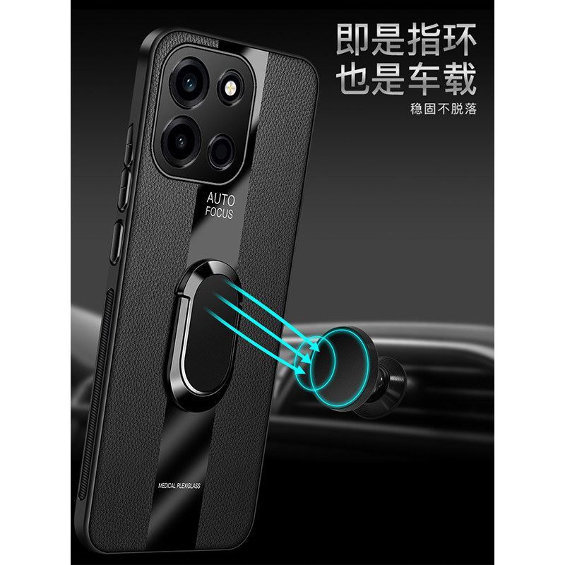 Pouzdro z plexiskla a PU kůže pro OnePlus Nord 6 s magnetickým kovovým kroužkem, stojánek, držák, nárazuvzdorný kryt pro OnePlus Nord 6 1+
