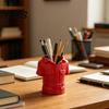 Bright Red Desk Decor 3D Printed Shirt-Shaped Pen Holder, Creative Workwear Organizer for Pencils Markers Unique Office Accessory Scissors,