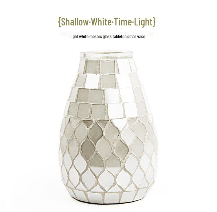 Скандинавская Светлая Роскошь Ретро Мозаичное Стеклянное Ваза - Стильная Маленькая Ваза для Цветов для Декора Дома