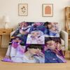 Kpop B-BTS Fashion Group Star Flannel Blanket Soft Warm Throw Blanket for Bedroom Living Room Bed Travel Camping Picnic Gift