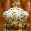 European Style Ashtray with Lid Handicrafts Ornaments Ceramic Vintage Home Decoration Box Storage Jar