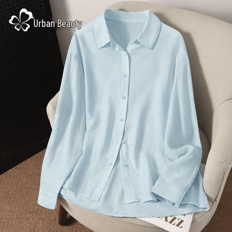 

Women s 2026 Spring Linen Blend Button-Up Shirt M