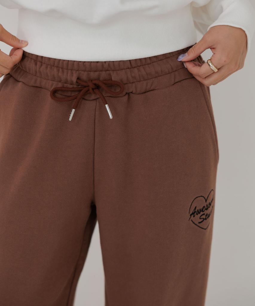 AWESOME STUDIO Low-Waist Wide Sweatpants Brown