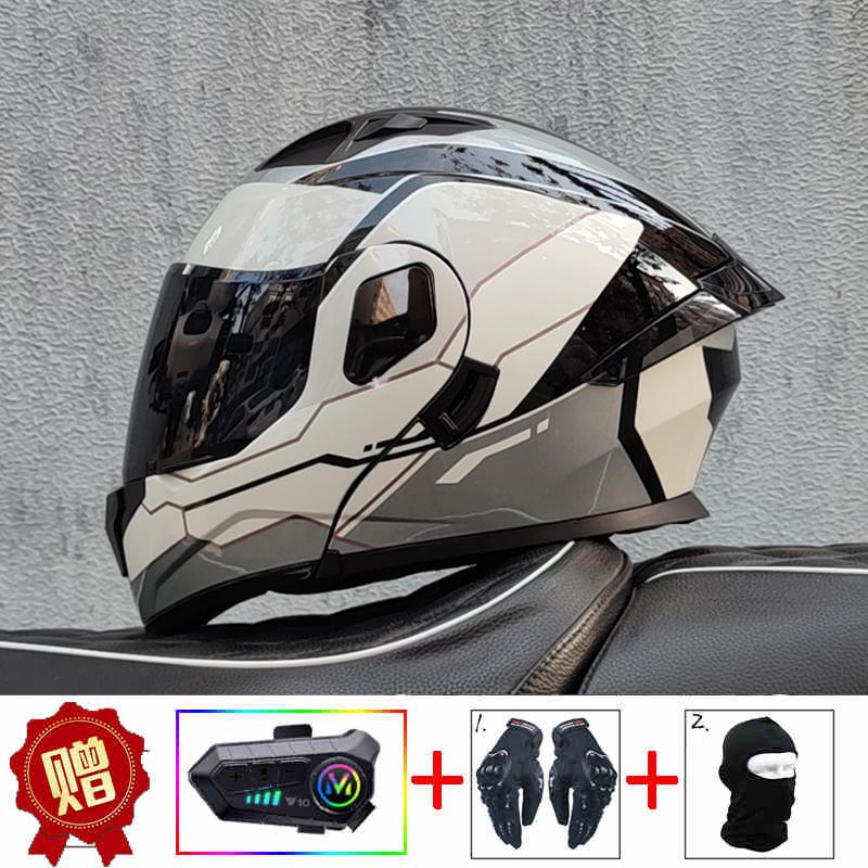 Casco modulare da motocicletta professionale da corsa 2024, materiale ABS, doppia lente, Bluetooth, certificazione DOT