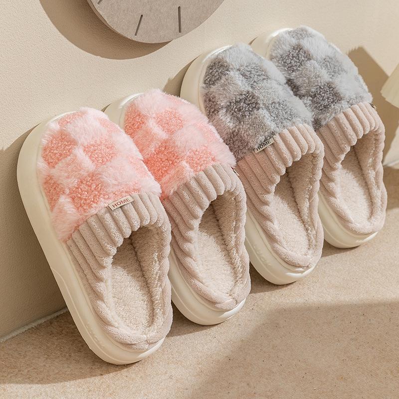 Women's and Men's Warm Non-Slip Cotton Slippers for Autumn and Winter