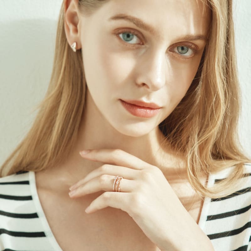 ELLE Jewelry Flower Layered Ring 3-Piece Set ELBRWR115