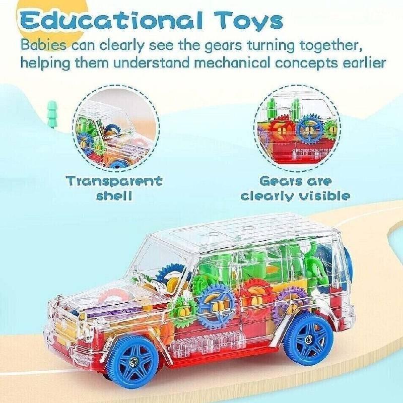 Transparent Gear Big G Electric Toy Car With Light And Music For Kids Emotional Development