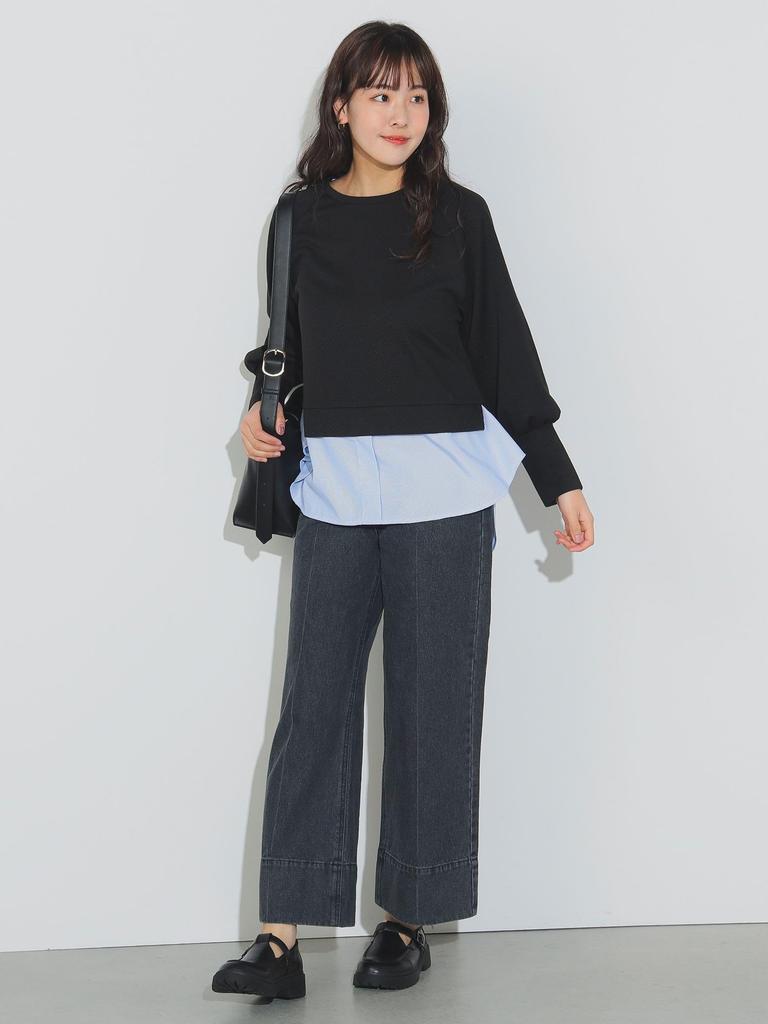 TEE Sakariba X Shirt Docking Cut and Sew BLACK ONE SIZE [Beams Heart] L/S Women's