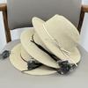 Thousand Gold Wind Sweet Top Hat Leather Rope Strap Hat Women's Summer Tide Straw Hat British Sunscreen Small Edge Sun Hat