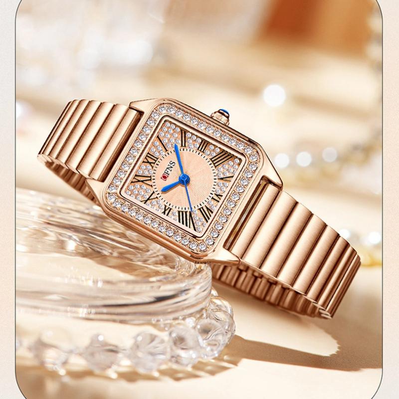 SANDA Fashion Lightweight Women's Quartz Watch Diamond Square Elegant Roman Waterproof Women's Quartz Watch