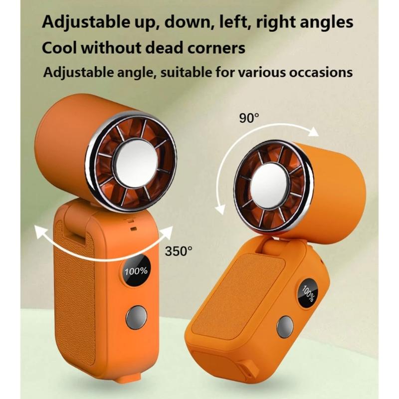 Portable Handheld Fan 5 Speed Mini Cooling Desk Fan Quiet Handheld Fan with Digital Display USB Rechargeable Table Fan