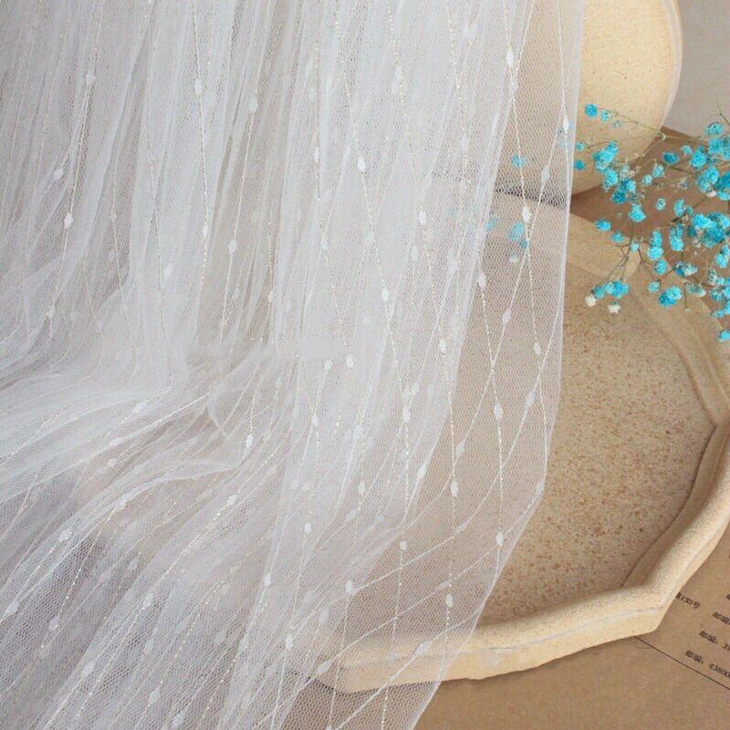 

Gold soft lace striped pattern net fabric suitable for wedding dresses formal gowns and handmade DIY clothing fabrics 1.5M&1M