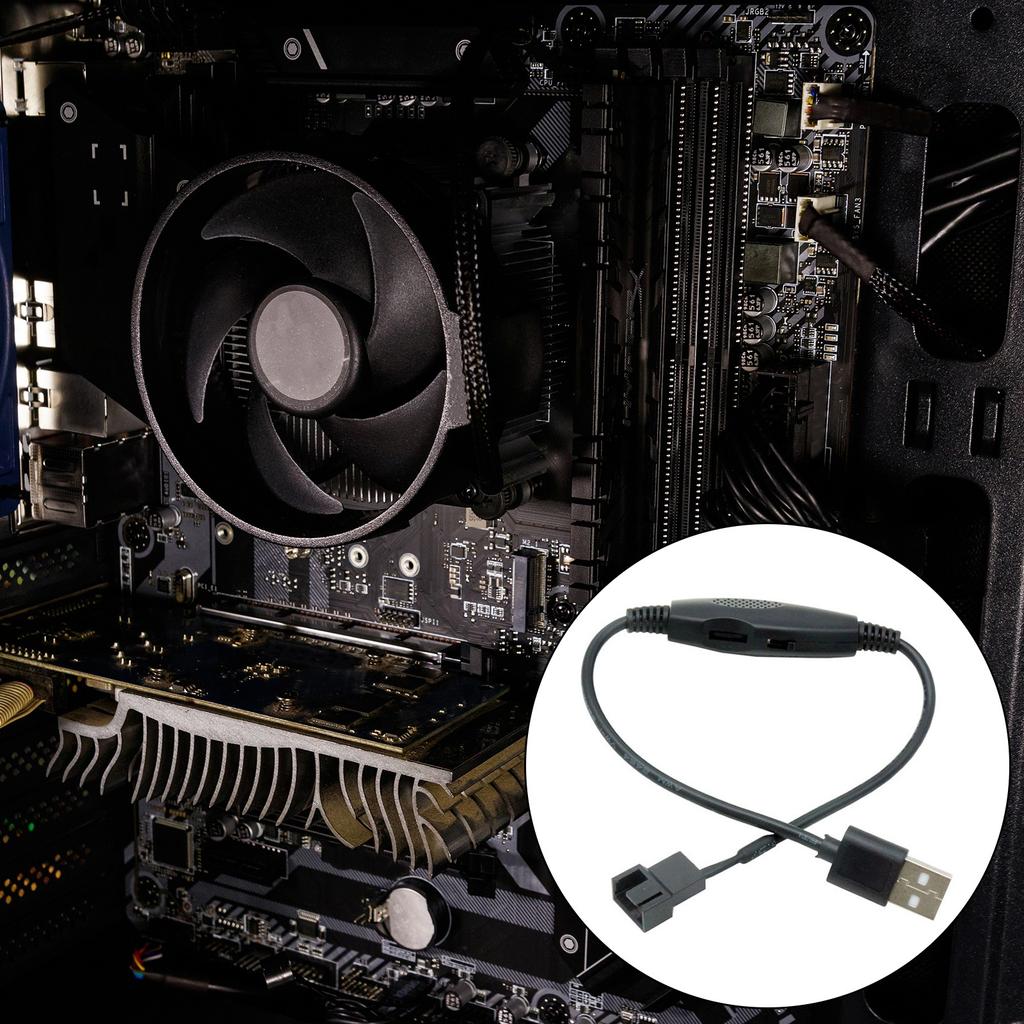 USB To 4Pin PWM 5V To 12V Boost Line USB Sleeved PC Fan Power Adapter Connector Converters Cable with Adjust Switches