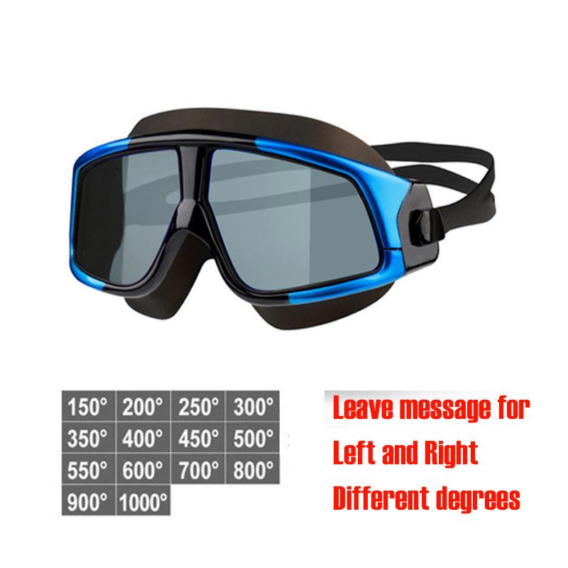 Queshark Adult -1.5 To -10.0 Myopia Swim Eyewear Silicone Anti Fog Swimming Goggles Custom Different Left and Right Eyes