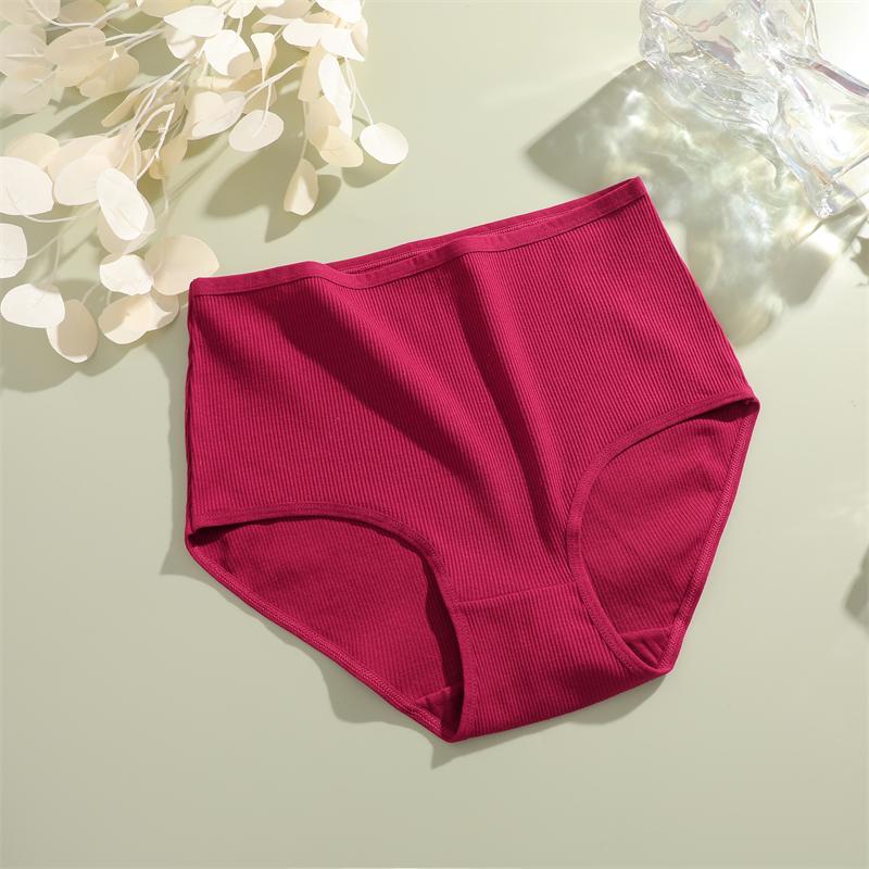 FINETOO Cotton Plus size Underwear Women's Striped High Waist Panties Sexy Elastic belt Breathable Brief 14 Colors Soft Lingerie