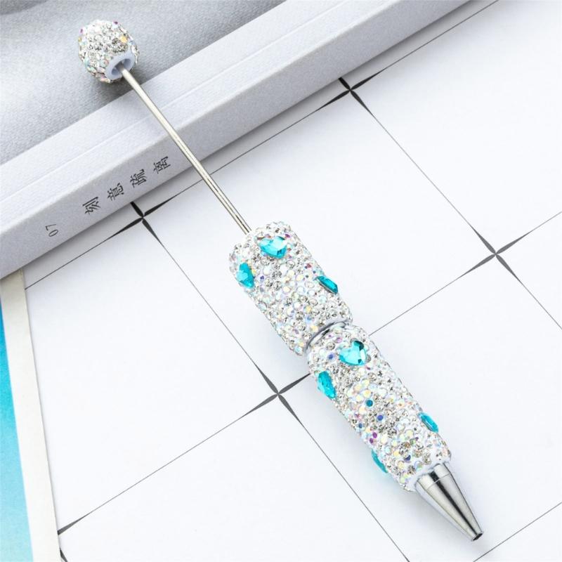 6pcs Rhinestones Fancy Pen Ballpoint Pen Smooth Writing Pen 1.0mm Glittering Beadable Pen Stationery Pen for School