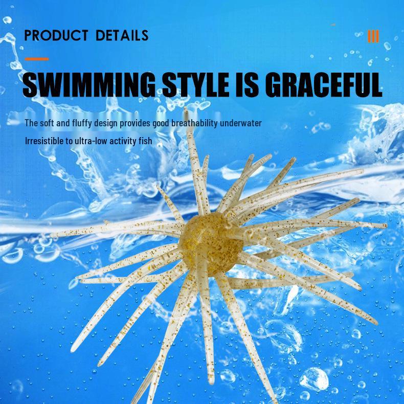 Cross-border Imitation Sea Urchin Soft Bait for Fishing - Floating Black Pit Worm Balls