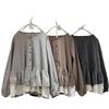 Retro Sweet Lace Patchwork Plaid Long Sleeve Shirt for Women – Loose, Slimming, Versatile