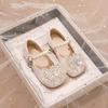 2026 Spring Girls' Princess Leather Shoes with Rhinestone Bow & Soft Sole