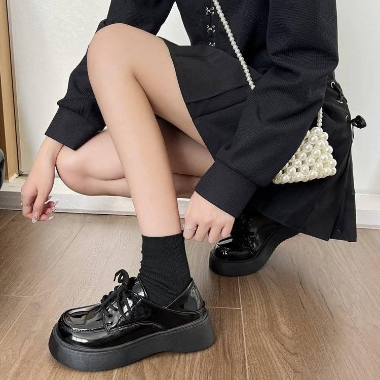 

Soft leather platform spring and autumn new big head lace-up single shoes British style small leather shoes 40【foot length 25.0cm】