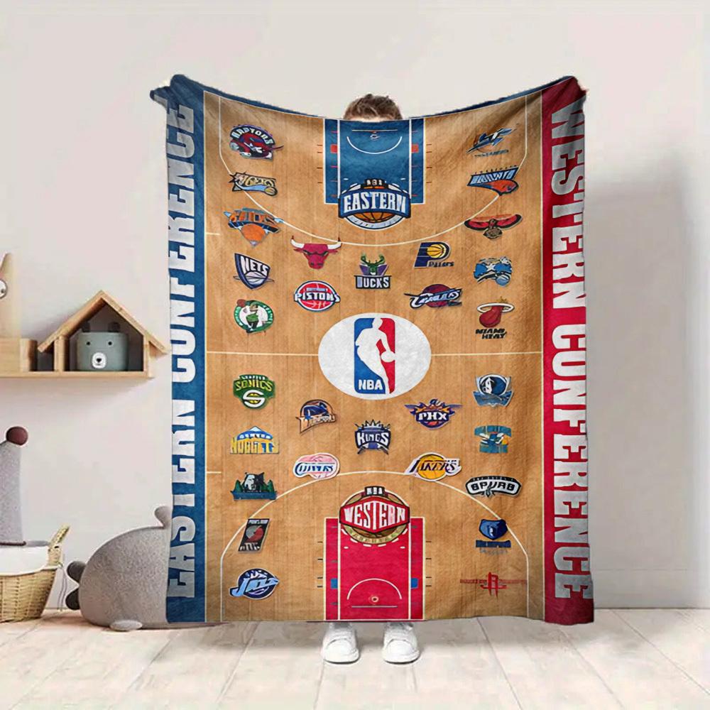 1pc Basketball Teams Flannel Blanket, Soft Skin Friendly with Digital Printing, Various Sizes Available for Family, Friends, Birthday