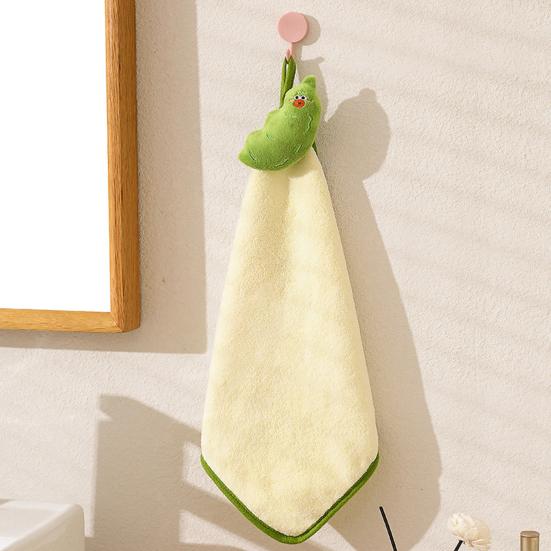 Cartoon Hand Towel, Soft Coral Velvet with Lanyard Towel, Highly Absorbent Hand Drying Towels for Kitchen Bathroom