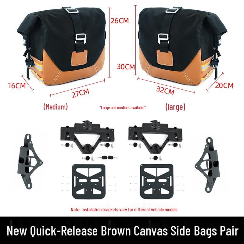 Kaiyue 500F Motorcycle Side Bag: Waterproof Canvas & Leather Quick-Release Accessory